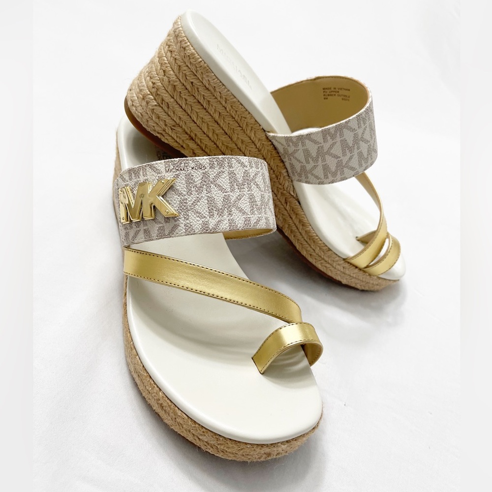 Women Michael Kors Sidney Mid Wedge Slip On Sandal